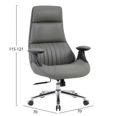 OFFICE CHAIR PULSE HM1234.10 GREY PU--CHROMED BASE 73x70x115-121(H)cm