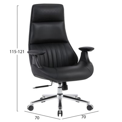 OFFICE CHAIR PULSE HM1234.01 BLACK PU--CHROMED BASE 73x70x115-121(H)cm