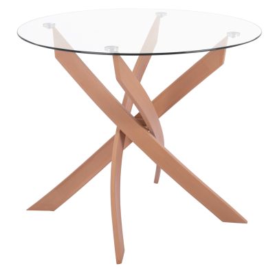 Dining Table Round Jafaru Metallic Natural-Tempered Glass Φ90x75Hcm HM8499.02