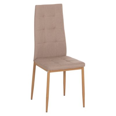 DINING CHAIR DOTER HM18405.14 BEIGE FABRIC--METAL LEGS WOOD LOOK 40x50x95Hcm