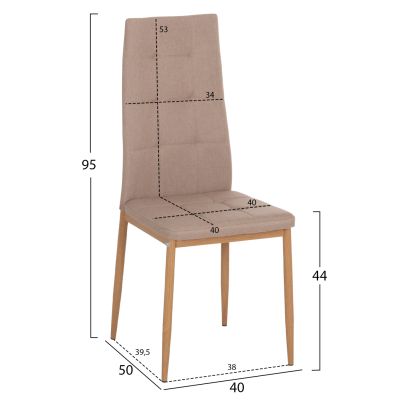 DINING CHAIR DOTER HM18405.14 BEIGE FABRIC--METAL LEGS WOOD LOOK 40x50x95Hcm