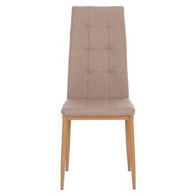 DINING CHAIR DOTER HM18405.14 BEIGE FABRIC--METAL LEGS WOOD LOOK 40x50x95Hcm