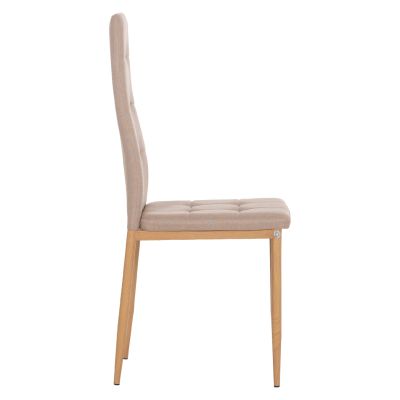 DINING CHAIR DOTER HM18405.14 BEIGE FABRIC--METAL LEGS WOOD LOOK 40x50x95Hcm
