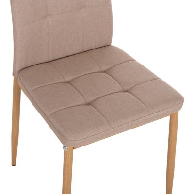 DINING CHAIR DOTER HM18405.14 BEIGE FABRIC--METAL LEGS WOOD LOOK 40x50x95Hcm