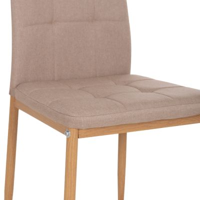 DINING CHAIR DOTER HM18405.14 BEIGE FABRIC--METAL LEGS WOOD LOOK 40x50x95Hcm