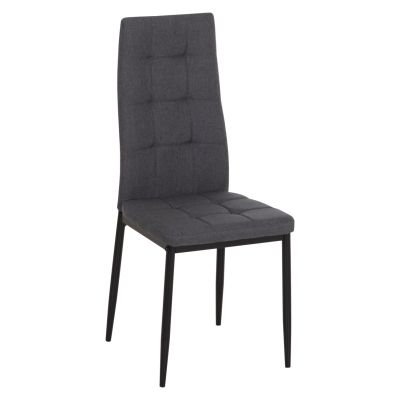 DINING CHAIR DOTER HM18405.20 GREY FABRIC--METAL LEGS BLACK 40x50x95Hcm