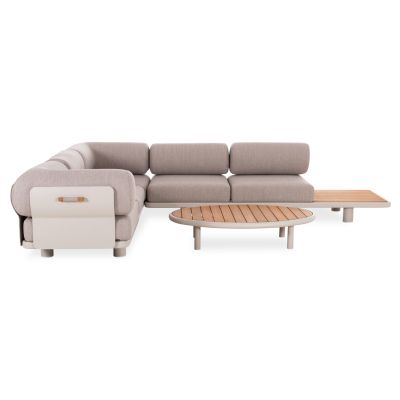 CORNER LOUNGE SET 3PCS CREED HM6428.02 CREAM WHITE ALUMINUM--BEIGE OLEFIN FABRIC--TEAK WOOD