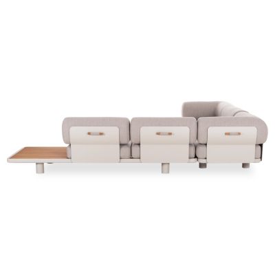 CORNER LOUNGE SET 3PCS CREED HM6428.02 CREAM WHITE ALUMINUM--BEIGE OLEFIN FABRIC--TEAK WOOD
