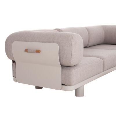 CORNER LOUNGE SET 3PCS CREED HM6428.02 CREAM WHITE ALUMINUM--BEIGE OLEFIN FABRIC--TEAK WOOD