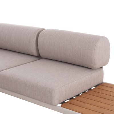 CORNER LOUNGE SET 3PCS CREED HM6428.02 CREAM WHITE ALUMINUM--BEIGE OLEFIN FABRIC--TEAK WOOD