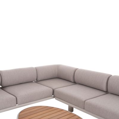 CORNER LOUNGE SET 3PCS CREED HM6428.02 CREAM WHITE ALUMINUM--BEIGE OLEFIN FABRIC--TEAK WOOD