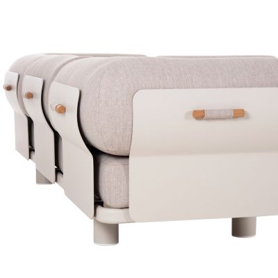 CORNER LOUNGE SET 3PCS CREED HM6428.02 CREAM WHITE ALUMINUM--BEIGE OLEFIN FABRIC--TEAK WOOD