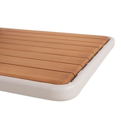 CORNER LOUNGE SET 3PCS CREED HM6428.02 CREAM WHITE ALUMINUM--BEIGE OLEFIN FABRIC--TEAK WOOD