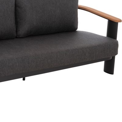 LOUNGE SET 4PCS ROMAN HM6425.01 DARK GREY ALUMINUM & OLEFIN FABRIC--TEAK WOOD