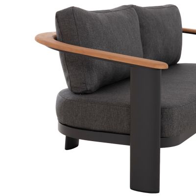 LOUNGE SET 4PCS ROMAN HM6425.01 DARK GREY ALUMINUM & OLEFIN FABRIC--TEAK WOOD