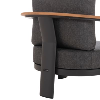 LOUNGE SET 4PCS ROMAN HM6425.01 DARK GREY ALUMINUM & OLEFIN FABRIC--TEAK WOOD