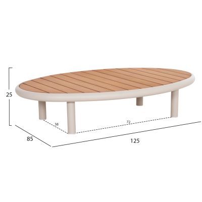 LOUNGE SET 4PCS ROMAN HM6425.02 CREAM WHITE ALUMINUM--BEIGE OLEFIN FABRIC--TEAK WOOD