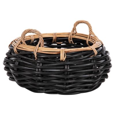 ПОДОВА КОШНИЦА POTTS HM4378 CL РАТАНОВ В ЧЕРНО И НАТУРАЛНО Φ62x36Hcm.