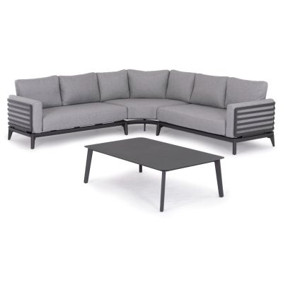 OUTDOOR LOUNGE SET 4PCS ORION CORNER HM6191.01 DARK GREY ALUMINUM & OLEFIN