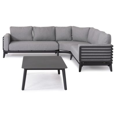 OUTDOOR LOUNGE SET 4PCS ORION CORNER HM6191.01 DARK GREY ALUMINUM & OLEFIN