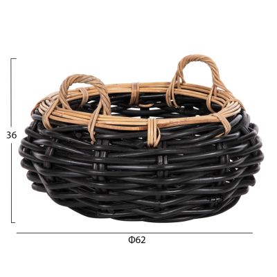 ПОДОВА КОШНИЦА POTTS HM4378 CL РАТАНОВ В ЧЕРНО И НАТУРАЛНО Φ62x36Hcm.