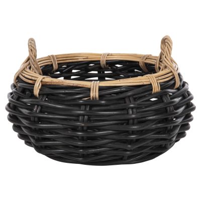 ПОДОВА КОШНИЦА POTTS HM4378 CL РАТАНОВ В ЧЕРНО И НАТУРАЛНО Φ62x36Hcm.