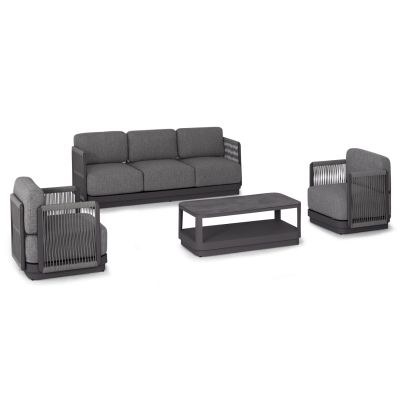 OUTDOOR LOUNGE SET 4PCS ELYSIA HM6186.01 DARK GREY ALUMINUM-ROPE-P.E.FABRIC