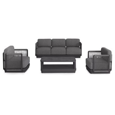 OUTDOOR LOUNGE SET 4PCS ELYSIA HM6186.01 DARK GREY ALUMINUM-ROPE-P.E.FABRIC