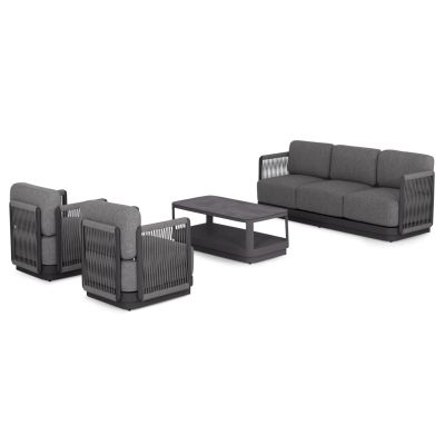 OUTDOOR LOUNGE SET 4PCS ELYSIA HM6186.01 DARK GREY ALUMINUM-ROPE-P.E.FABRIC