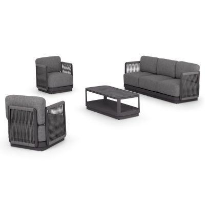 OUTDOOR LOUNGE SET 4PCS ELYSIA HM6186.01 DARK GREY ALUMINUM-ROPE-P.E.FABRIC