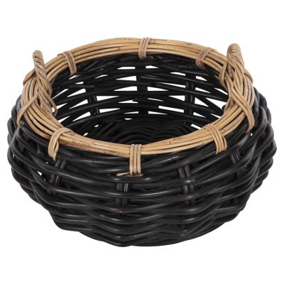 ПОДОВА КОШНИЦА POTTS HM4378 CL РАТАНОВ В ЧЕРНО И НАТУРАЛНО Φ62x36Hcm.