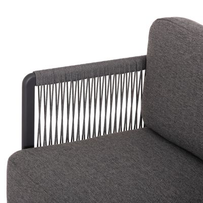 OUTDOOR LOUNGE SET 4PCS ELYSIA HM6186.01 DARK GREY ALUMINUM-ROPE-P.E.FABRIC