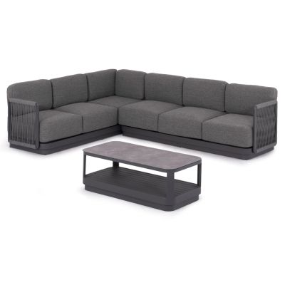 OUTDOOR CORNER LOUNGE SET 3PCS ELYSIA HM6187.01 DARK GREY ALUMINUM-ROPE-P.E.FABRIC