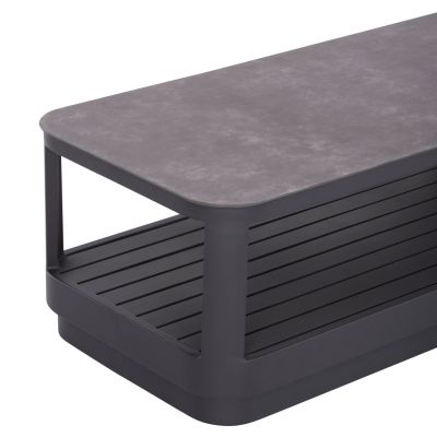 OUTDOOR CORNER LOUNGE SET 3PCS ELYSIA HM6187.01 DARK GREY ALUMINUM-ROPE-P.E.FABRIC