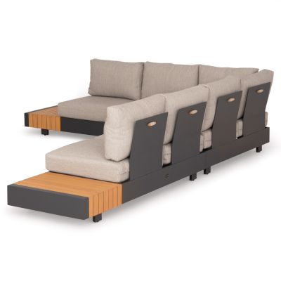 OUTDOOR CORNER LOUNGE SET 4PCS ADHARA HM6189 ALUMINUM-OLEFIN FABRIC-SINTERED STONE