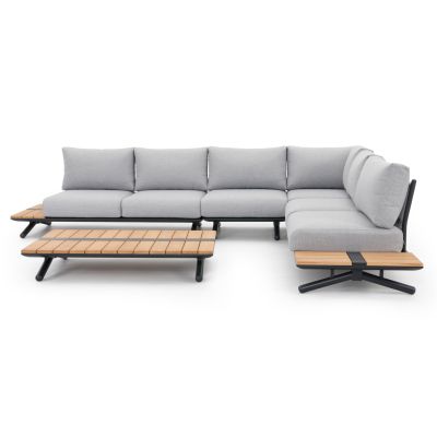 OUTDOOR CORNER LOUNGE SET 5PCS MEILANI HM6190 ALUMINUM-EUCALYPTUS WOOD-ROPE