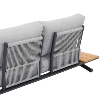 OUTDOOR CORNER LOUNGE SET 5PCS MEILANI HM6190 ALUMINUM-EUCALYPTUS WOOD-ROPE