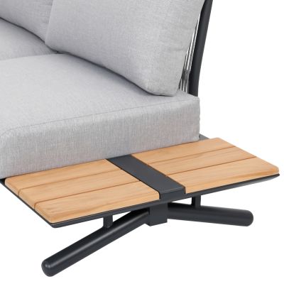 OUTDOOR CORNER LOUNGE SET 5PCS MEILANI HM6190 ALUMINUM-EUCALYPTUS WOOD-ROPE