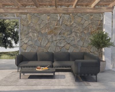 OUTDOOR LOUNGE SET 4PCS PEGASUS HM6199.01 DARK GREY ALUMINUM-P.E.ROPE-OLEFIN FABRIC