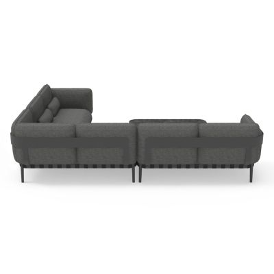 OUTDOOR LOUNGE SET 4PCS PEGASUS HM6199.01 DARK GREY ALUMINUM-P.E.ROPE-OLEFIN FABRIC