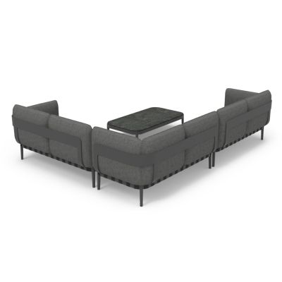 OUTDOOR LOUNGE SET 4PCS PEGASUS HM6199.01 DARK GREY ALUMINUM-P.E.ROPE-OLEFIN FABRIC