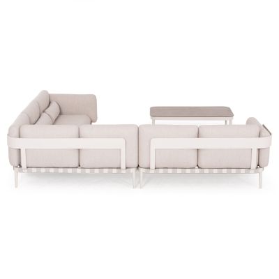 OUTDOOR LOUNGE SET 4PCS PEGASUS HM6199.02 CREAM WHITE ALUMINUM- BEIGE P.E.ROPE & OLEFIN FABRIC