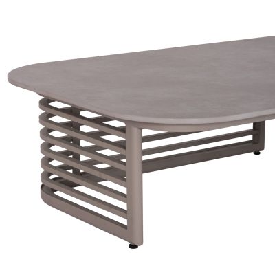 OUTDOOR LOUNGE SET 4PCS AURA HM6193.04 CHAMPAGNE COLORED ALUMINUM-OLEFIN FABRIC-ROCK BEAM TOP