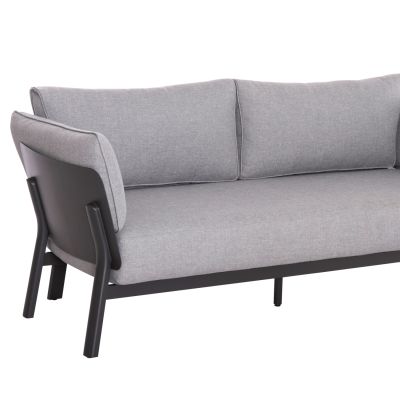 OUTDOOR LOUNGE SET 4PCS ENASTRON HM6194.01 DARK GREY ALUMINUM & GREY OLEFIN FABRIC