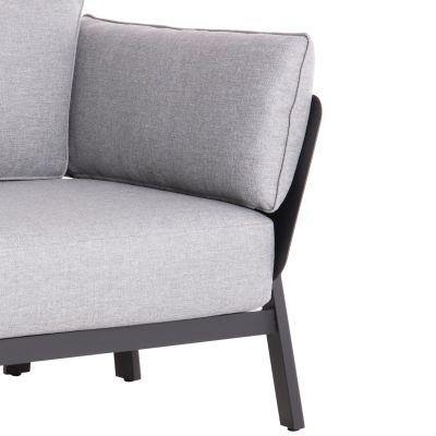OUTDOOR LOUNGE SET 4PCS ENASTRON HM6194.01 DARK GREY ALUMINUM & GREY OLEFIN FABRIC