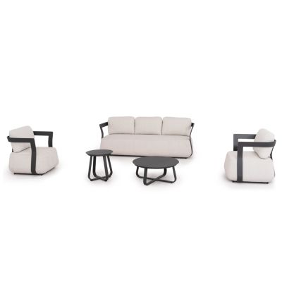 LOUNGE SET 5PCS SERIES PACIFIC HM6253.01 DARK GREY ALUMINUM-CREAM WHITE CUSHIONS