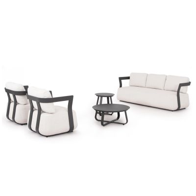 LOUNGE SET 5PCS SERIES PACIFIC HM6253.01 DARK GREY ALUMINUM-CREAM WHITE CUSHIONS