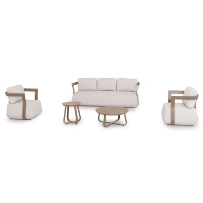 LOUNGE SET 5PCS PACIFIC HM6253.04 ALUMINUM IN CHAMPAGNE COLOR - CREAM WHITE FABRIC