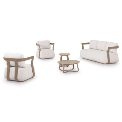 LOUNGE SET 5PCS PACIFIC HM6253.04 ALUMINUM IN CHAMPAGNE COLOR - CREAM WHITE FABRIC