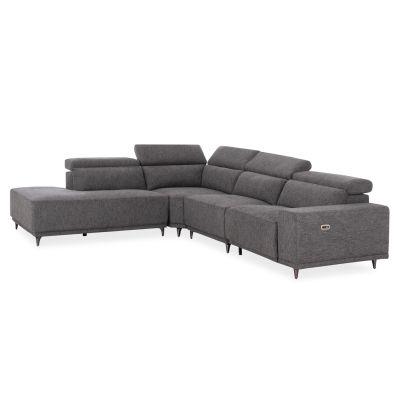 LEFT CORNER 5-SEAT SOFA WITH RECLINE LUNARIS HM3316.01L GREY FABRIC 307x267x94H